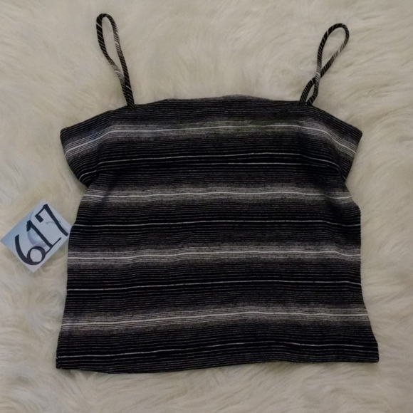 VINTAGE B&W Striped Speghetti Strap Crop Top - Picture 8 of 13